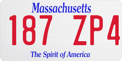 MA license plate 187ZP4