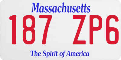 MA license plate 187ZP6