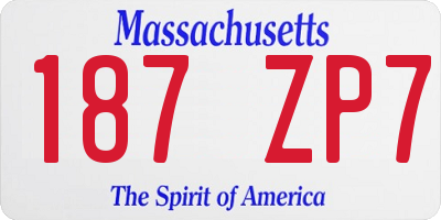 MA license plate 187ZP7