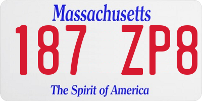 MA license plate 187ZP8