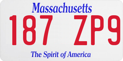 MA license plate 187ZP9