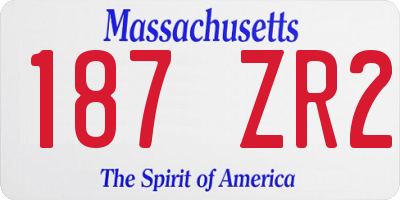 MA license plate 187ZR2