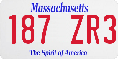 MA license plate 187ZR3