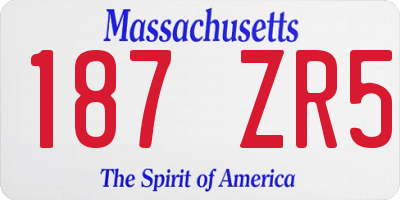 MA license plate 187ZR5