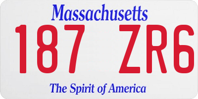 MA license plate 187ZR6