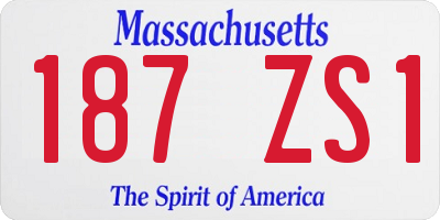 MA license plate 187ZS1