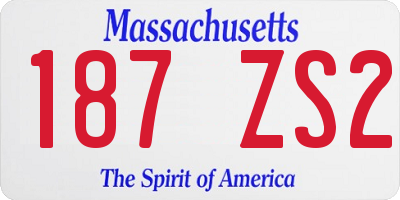 MA license plate 187ZS2
