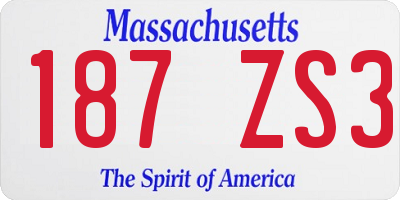 MA license plate 187ZS3