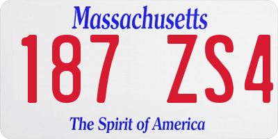 MA license plate 187ZS4