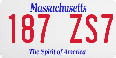 MA license plate 187ZS7