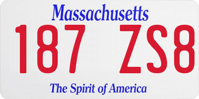 MA license plate 187ZS8