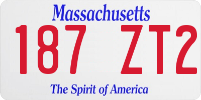 MA license plate 187ZT2