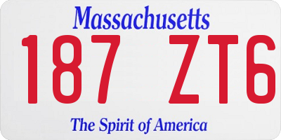 MA license plate 187ZT6