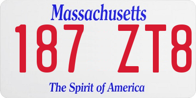 MA license plate 187ZT8