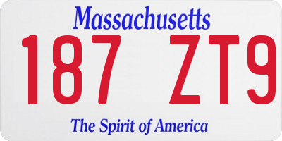 MA license plate 187ZT9