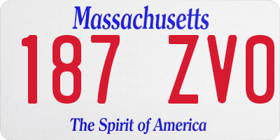MA license plate 187ZV0