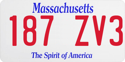 MA license plate 187ZV3