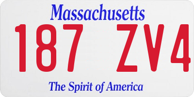 MA license plate 187ZV4