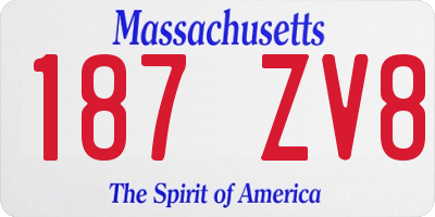 MA license plate 187ZV8
