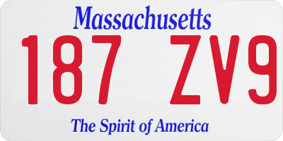 MA license plate 187ZV9