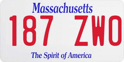 MA license plate 187ZW0