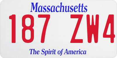 MA license plate 187ZW4