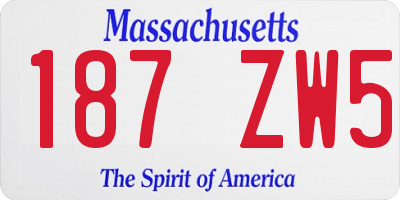 MA license plate 187ZW5