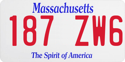 MA license plate 187ZW6