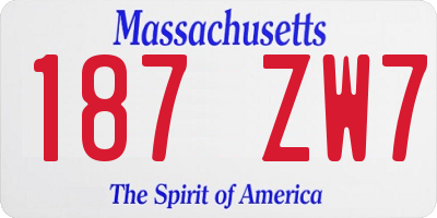 MA license plate 187ZW7