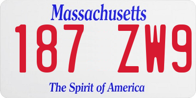 MA license plate 187ZW9