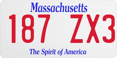 MA license plate 187ZX3