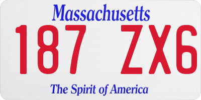 MA license plate 187ZX6