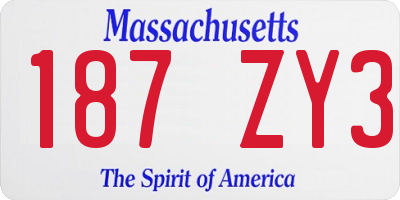 MA license plate 187ZY3