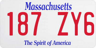 MA license plate 187ZY6