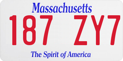 MA license plate 187ZY7
