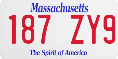 MA license plate 187ZY9