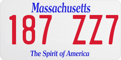 MA license plate 187ZZ7