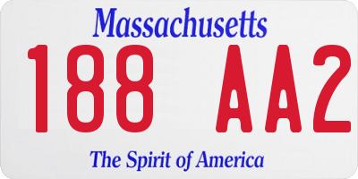 MA license plate 188AA2