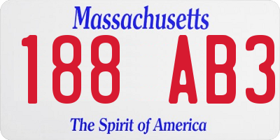 MA license plate 188AB3