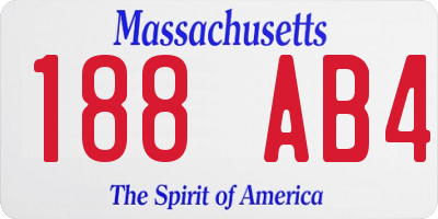MA license plate 188AB4