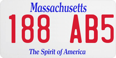 MA license plate 188AB5