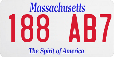 MA license plate 188AB7