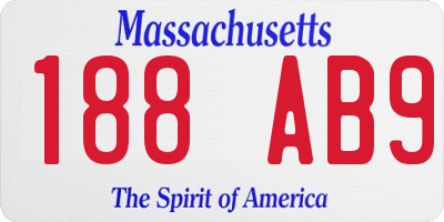 MA license plate 188AB9