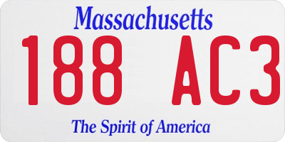 MA license plate 188AC3