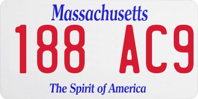 MA license plate 188AC9