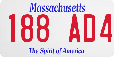MA license plate 188AD4