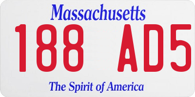 MA license plate 188AD5