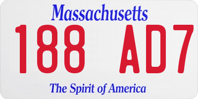 MA license plate 188AD7