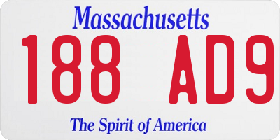 MA license plate 188AD9