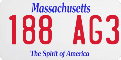 MA license plate 188AG3